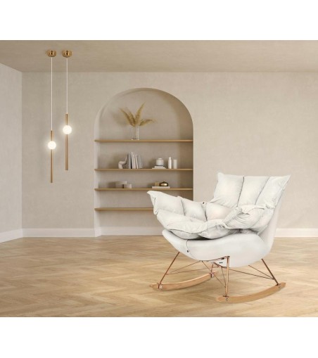 Fotel bujany SWING VELVET beżowy