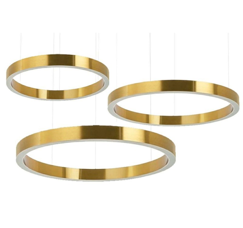 Lampa wisząca RING 60 + 80 + 100 złota na jednej podsufitce