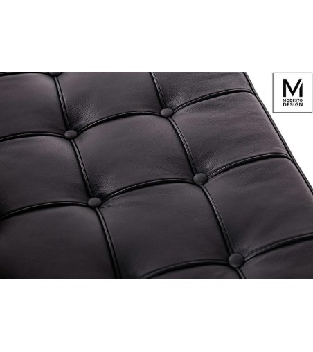 MODESTO sofa dwuosobowa BARCELON czarna - ekoskóra, stal polerowana