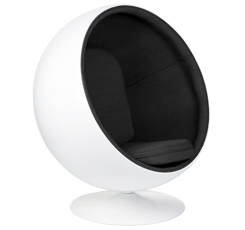 Fotel BALL biało-czarny - włókno szklane