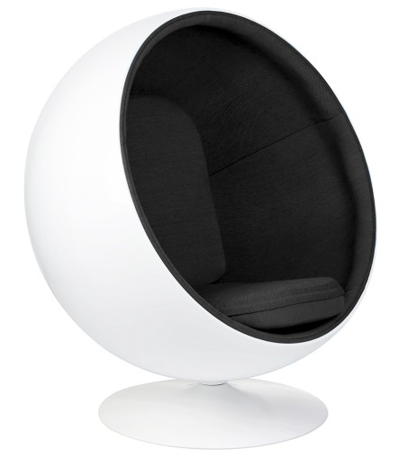 Fotel BALL biało-czarny - włókno szklane