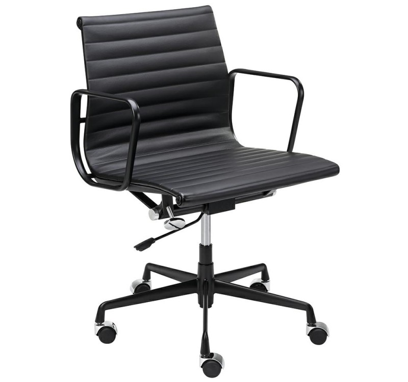 Fotel biurowy BODY PRESTIGE PLUS czarny  - skóra naturalna, aluminium