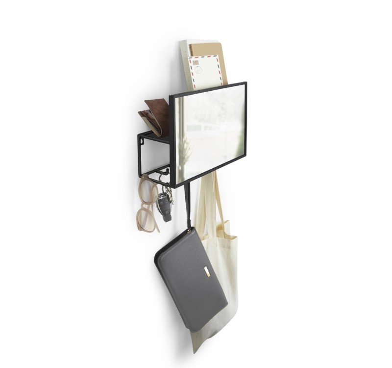 UMBRA organizer ścienny z lustrem CUBIKO czarny
