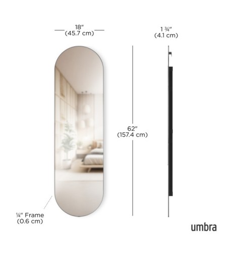 UMBRA lustro ścienne HUBBA 62 x 18 cm     tytan