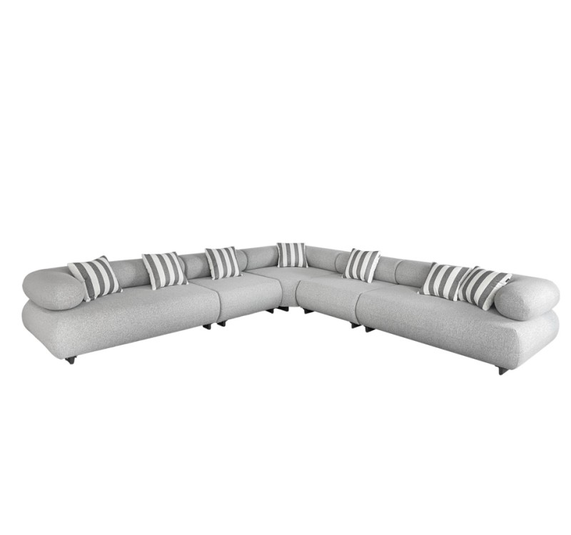 MaMaison sofa narożna ogrodowa ALEXANDER  szara (poduszki i pokrowiec w zestawie)