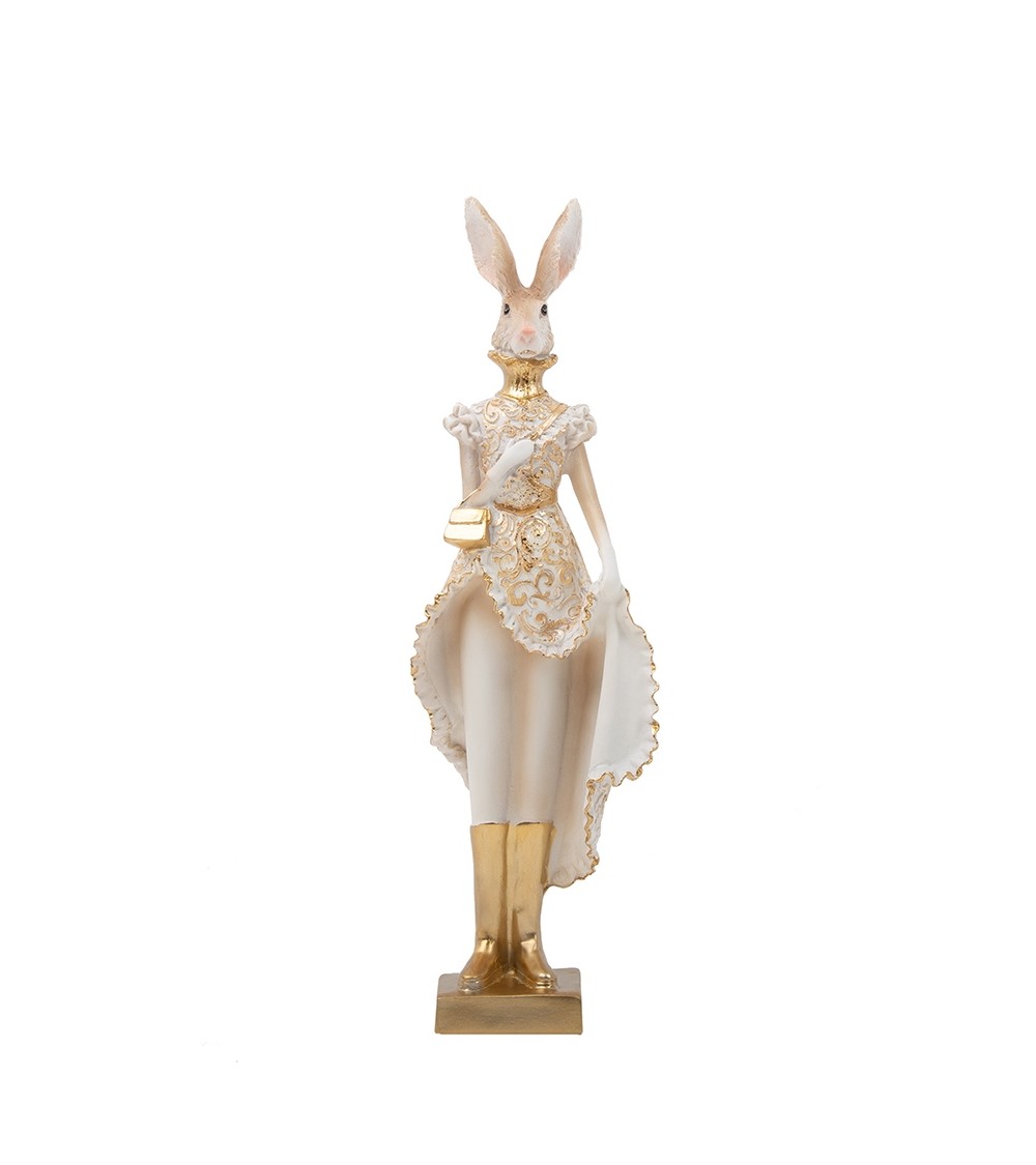 Figurka dekoracyjna SHP RABBIT beżowa /   złota