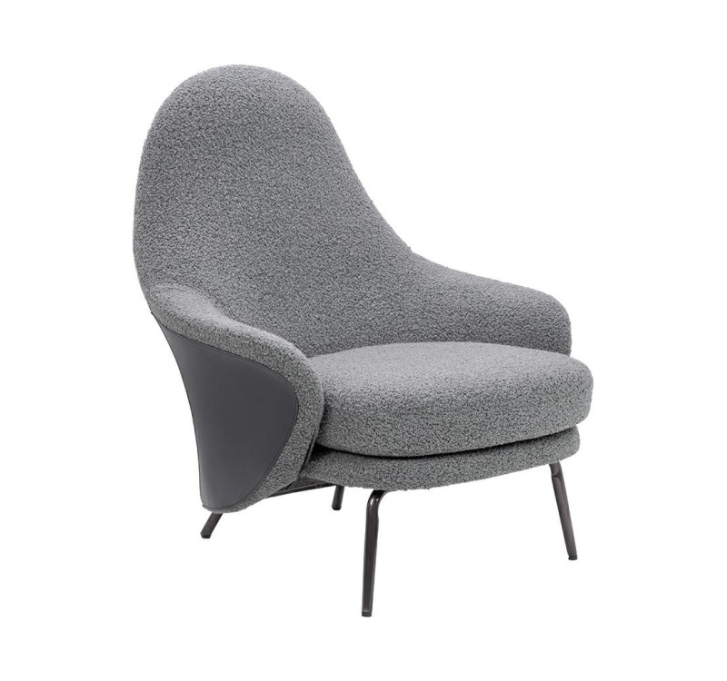Fotel LOBBY TEDDY szary - stal nierdzewna, czarny opal