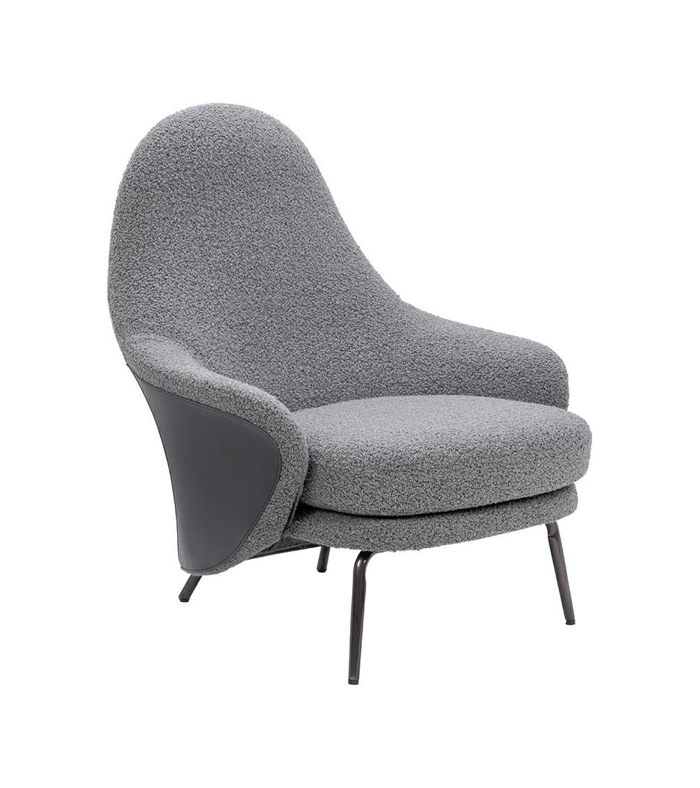 Fotel LOBBY TEDDY szary - stal nierdzewna, czarny opal