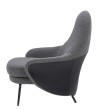 Fotel LOBBY TEDDY szary - stal nierdzewna, czarny opal