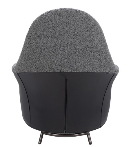 Fotel LOBBY TEDDY szary - stal nierdzewna, czarny opal