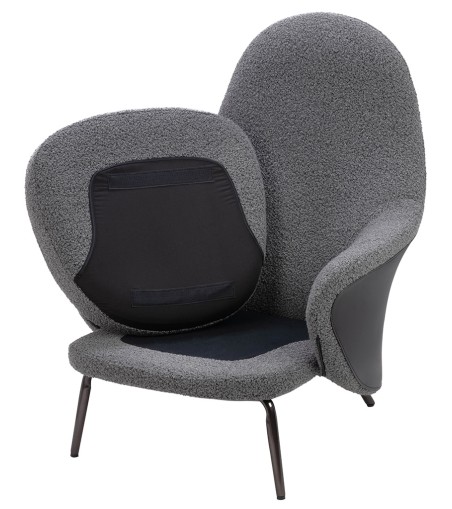 Fotel LOBBY TEDDY szary - stal nierdzewna, czarny opal