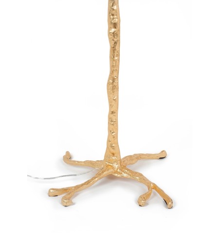 Lampa podłogowa TIFFANY 175 różowa mosiądz / naturalne pióra