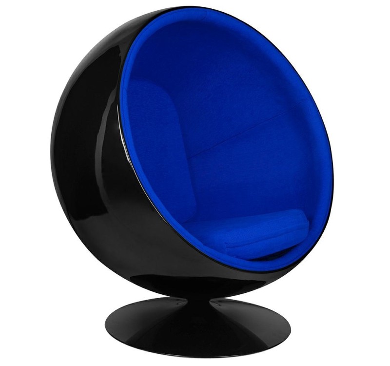 Fotel BALL BLACK niebieski